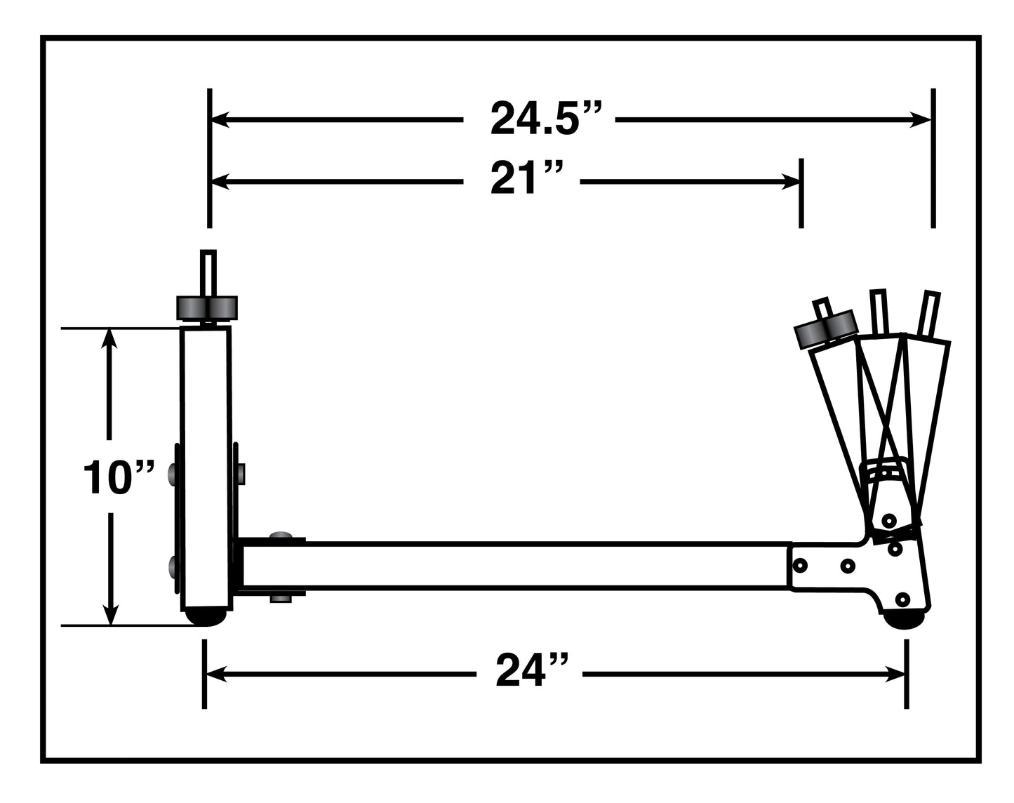 Blueprint of TerraCycle's table top TrikeTight Workstand with measurements.
